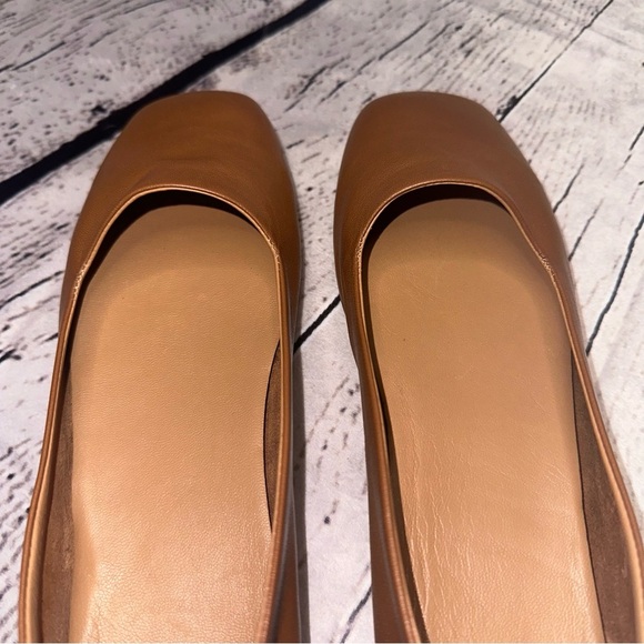AQUATALIA Made in Italy Leather Shoes Coffee Brown Tan Slip On Ballet Flats 6 - Picture 7 of 8